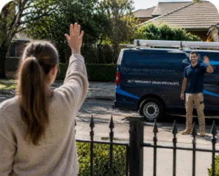 Plumber leaving a completed job in Hurstville