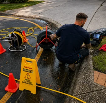 Repairing a burst drain pipe at a Hurstville home